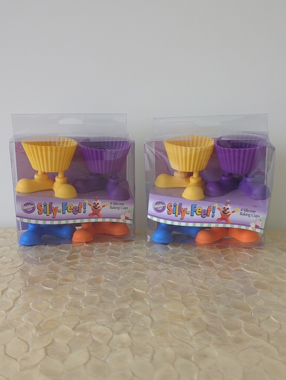 Wilton Silly-Feet Silicone Baking Cups - Yellow, Purple, Blue & Orange (8 Cups)